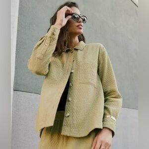 Madewell Diamond Jacquard Shirt-Jacket cotton shacket XXS 100% green